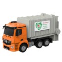 Mercedes-Benz Antos Śmieciarka Zdalnie Sterowana RC Pomarańczowa 1:26 Double E