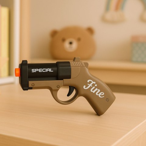 Mini Pistolet Broń Na Naboje I Łuski Czarno-Brązowy 13,5 cm LEAN TOYS