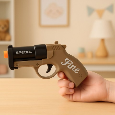 Mini Pistolet Broń Na Naboje I Łuski Czarno-Brązowy 13,5 cm LEAN TOYS