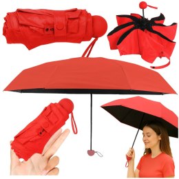Parasolka Kieszonkowa Składana z Ochroną UV UPF 50+ Etui Czerwona 90 cm LEAN