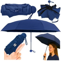 Parasolka Kieszonkowa Składana z Ochroną UV UPF 50+ Etui Granatowa 90 cm LEAN