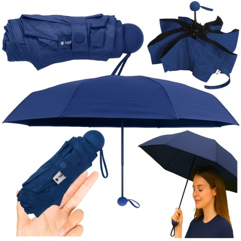 Parasolka Kieszonkowa Składana z Ochroną UV UPF 50+ Etui Granatowa 90 cm LEAN