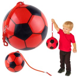Piłka Gumowa Wzór Piłki Nożnej Uchwyt Na Sprężynę Czerwona 22cm LEAN TOYS