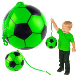 Piłka Gumowa Wzór Piłki Nożnej Uchwyt Na Sprężynę Zielona 22cm LEAN TOYS
