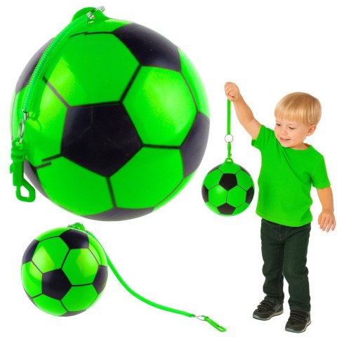 Piłka Gumowa Wzór Piłki Nożnej Uchwyt Na Sprężynę Zielona 22cm LEAN TOYS