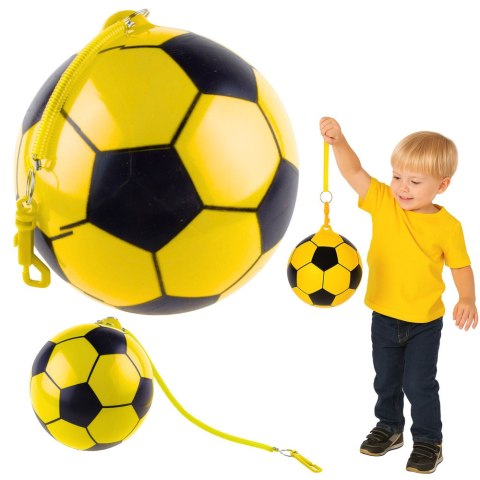 Piłka Gumowa Wzór Piłki Nożnej Uchwyt Na Sprężynę Żółta 22cm LEAN Toys
