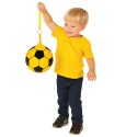 Piłka Gumowa Wzór Piłki Nożnej Uchwyt Na Sprężynę Żółta 22cm LEAN Toys