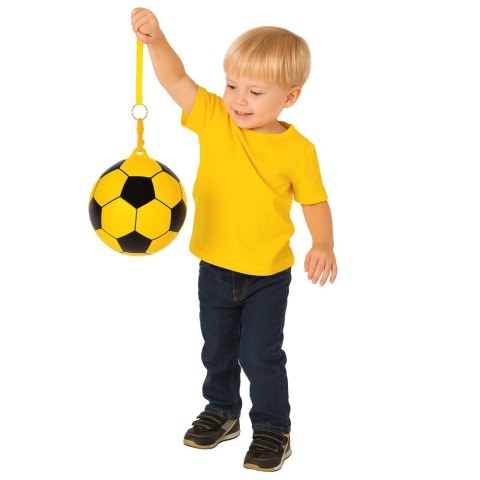 Piłka Gumowa Wzór Piłki Nożnej Uchwyt Na Sprężynę Żółta 22cm LEAN Toys