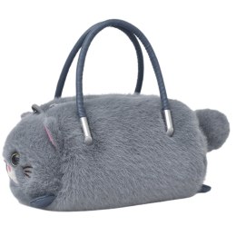 Pluszowa Torebka W Kształcie Kota Uchwyty Łańcuszek Szara LEAN Toys