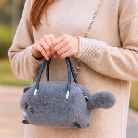 Pluszowa Torebka W Kształcie Kota Uchwyty Łańcuszek Szara LEAN Toys