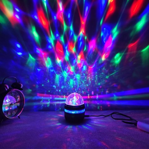 Projektor Kula Lampka Nocna Kolorowe Światła LED Pilot 360° LEAN