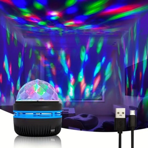 Projektor Kula Lampka Nocna Kolorowe Światła LED Pilot 360° LEAN
