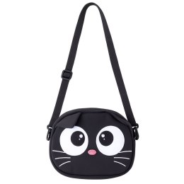 Torba Saszetka Kot Zasuwana Kieszeń Regulowany Pas Czarna 21 x 16 cm LEAN Toys