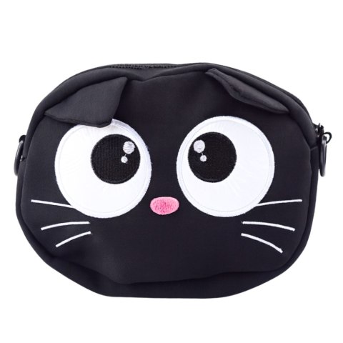 Torba Saszetka Kot Zasuwana Kieszeń Regulowany Pas Czarna 21 x 16 cm LEAN Toys