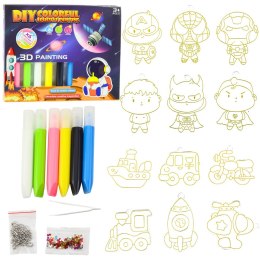Zestaw Do Malowania Kosmos 3D DIY 6 Farbek Zawieszki 12 szt. LEAN Toys