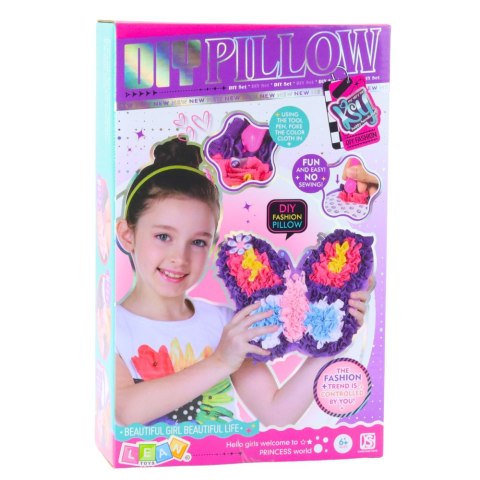 Zestaw Kreatywny DIY Poduszka Do Szycia Wyszywanka Motylek Fioletowa LEAN Toys