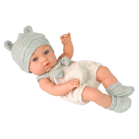 Lalka Bobas Niemowlak Szare Ubranko Czapeczka Śliniaczek 18 cm LEAN Toys