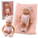 Lalka Bobas Niemowlak Z Kocykiem Biało-Różowe Ubranko Czapeczka 18 cm LEAN Toys