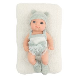 Lalka Bobas Niemowlak Z Kocykiem Biało-Szare Ubranko Czapeczka 18 cm LEAN Toys