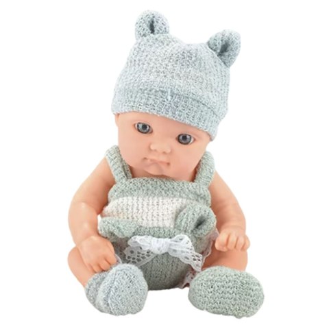 Lalka Bobas Niemowlak Z Kocykiem Biało-Szare Ubranko Czapeczka 18 cm LEAN Toys