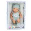 Lalka Bobas Niemowlak Z Kocykiem Biało-Szare Ubranko Czapeczka 18 cm LEAN Toys