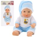 Lalka Bobas W Niebieskiej Piżamce Czapeczka Ruchome Rączki Nóżki 30cm LEAN Toys