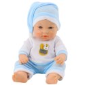 Lalka Bobas W Niebieskiej Piżamce Czapeczka Ruchome Rączki Nóżki 30cm LEAN Toys