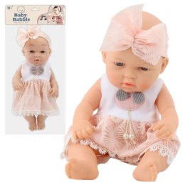 Lalka Bobas W Różowej Sukience Opaska Ruchome Rączki Nóżki 30cm LEAN Toys
