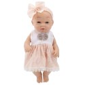 Lalka Bobas W Różowej Sukience Opaska Ruchome Rączki Nóżki 30cm LEAN Toys