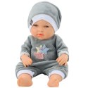 Lalka Bobas W Szarej Piżamce Czapeczka Ruchome Rączki Nóżki 30cm LEAN Toys