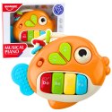 Muzyczne Pianinko Interaktywne Dla Malucha Rybka Koraliki Gryzak Pomarańczowa LEAN Toys