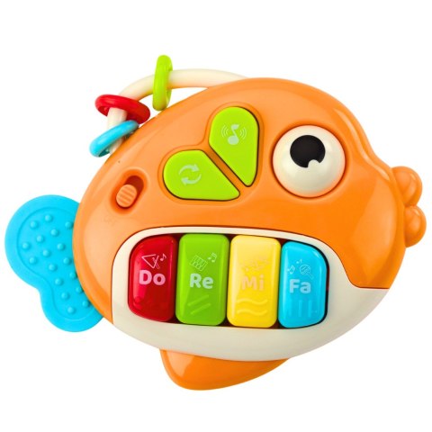 Muzyczne Pianinko Interaktywne Dla Malucha Rybka Koraliki Gryzak Pomarańczowa LEAN Toys