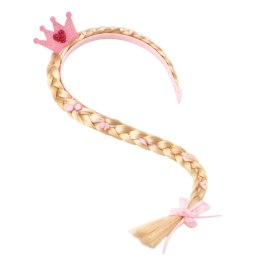 Opaska Z Długim Warkoczem Różowa Wstążka Diamenty Korona 50 cm LEAN Toys