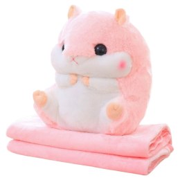 Pluszowy Chomik Ogrzewacz Do Rąk Koc 190 x 100 cm 3w1 Różowy 35cm LEAN Toys