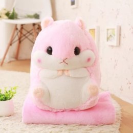 Pluszowy Chomik Ogrzewacz Do Rąk Koc 190 x 100 cm 3w1 Różowy 35cm LEAN Toys