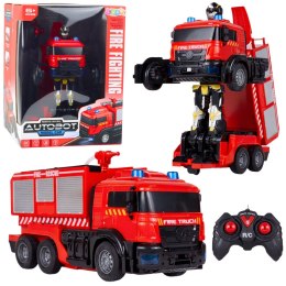 Robot Samochód Straż Pożarna 2w1 Zdalnie Sterowany RC Światła Dźwięki Woda LEAN Toys
