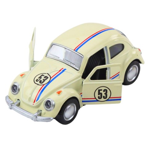 Samochód Klasyczny Garbus Metalowy Napęd Otwierane Drzwi Beżowy 1:32 LEAN TOYS