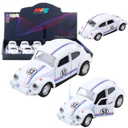 Samochód Klasyczny Garbus Metalowy Napęd Otwierane Drzwi Biały 1:32 LEAN TOYS