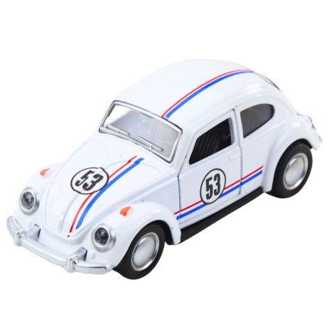 Samochód Klasyczny Garbus Metalowy Napęd Otwierane Drzwi Biały 1:32 LEAN TOYS