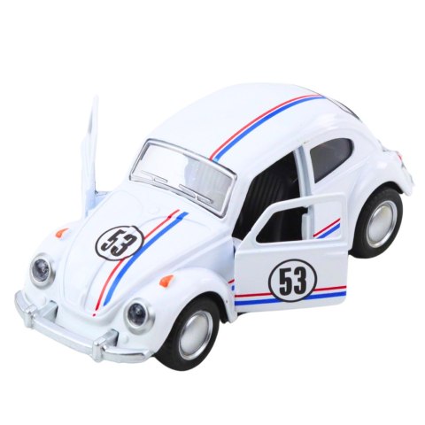 Samochód Klasyczny Garbus Metalowy Napęd Otwierane Drzwi Biały 1:32 LEAN TOYS