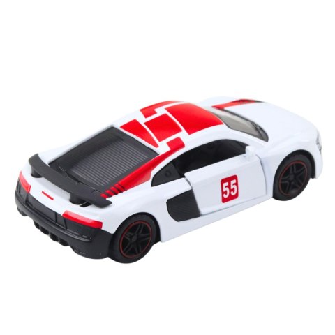 Samochód Sportowy Metalowy Napęd Pull Back Światła Dźwięki Biały 1:43 LEAN TOYS