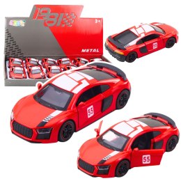 Samochód Sportowy Metalowy Napęd Pull Back Światła Dźwięki Czerwony 1:43 LEAN TOYS