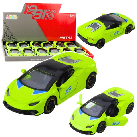 Samochód Sportowy Napęd Pull Back Metalowy Neonowy Zielony 1:43 LEAN TOYS