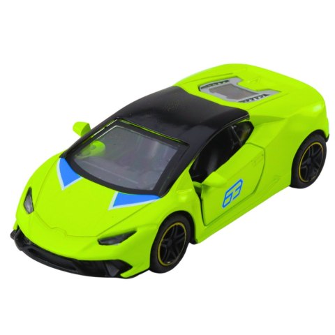 Samochód Sportowy Napęd Pull Back Metalowy Neonowy Zielony 1:43 LEAN TOYS