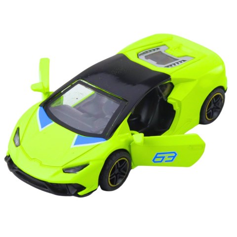 Samochód Sportowy Napęd Pull Back Metalowy Neonowy Zielony 1:43 LEAN TOYS