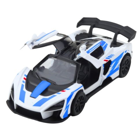 Samochód Sportowy Wyścigowy Metalowy Napęd Otwierane Drzwi Biały 1:32 LEAN TOYS