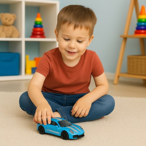 Samochód Wyścigowy Metalowy Napęd Otwierane Drzwi Niebieski GTRS 1:43 LEAN Toys