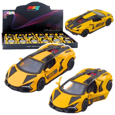 Samochód Wyścigowy Sportowy Metalowy Napęd Otwierane Drzwi Żółty 1:32 LEAN TOYS