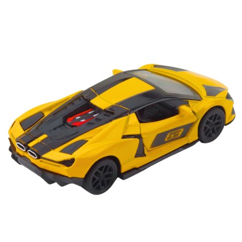 Samochód Wyścigowy Sportowy Metalowy Napęd Otwierane Drzwi Żółty 1:32 LEAN TOYS