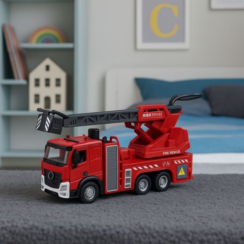 Wóz Strażacki Z Wysięgnikiem Wąż Rozpylanie Wody Światła Dźwięki LEAN Toys